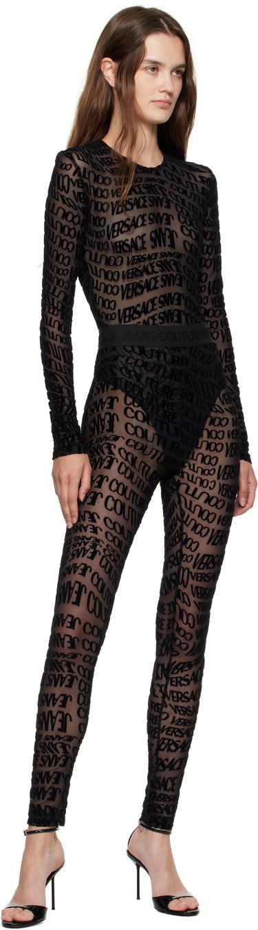 Body Versace Versace Jeans Couture Tulle Flock Liquify Bodysuit Čierna | E79HAM221_EJS490, 4