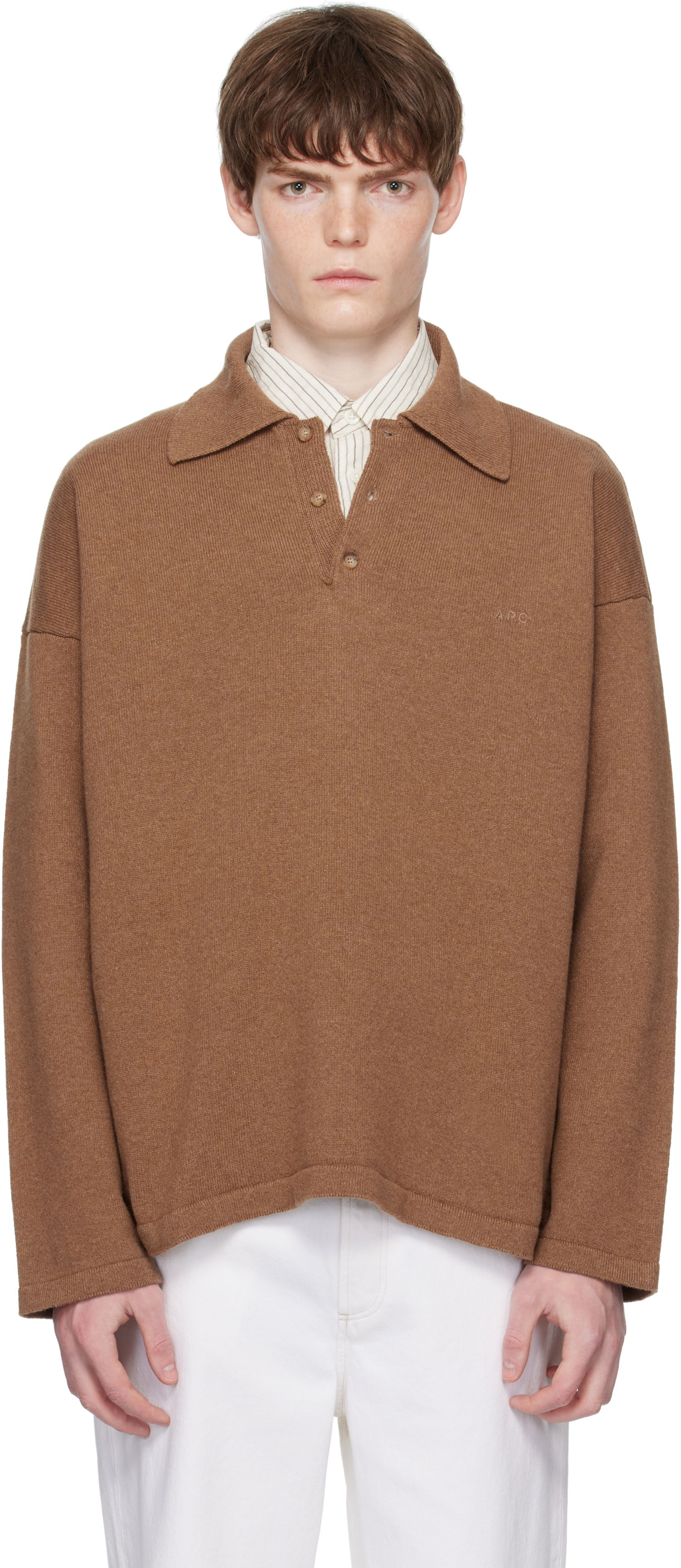 Sveter A.P.C. A.P.C. Manuel Knit Polo Hnedá | WOASB-H23454, 0