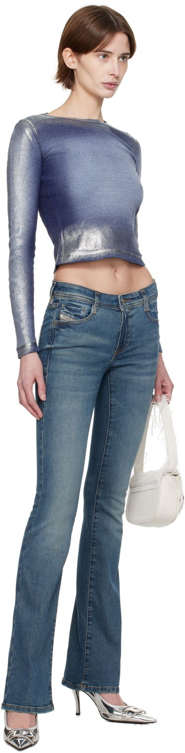 Sveter Diesel T-Banes-Nc-Q1 Cropped Ribbed Long Sleeve T-Shirt Modrá | A16773 0NJBH, 3