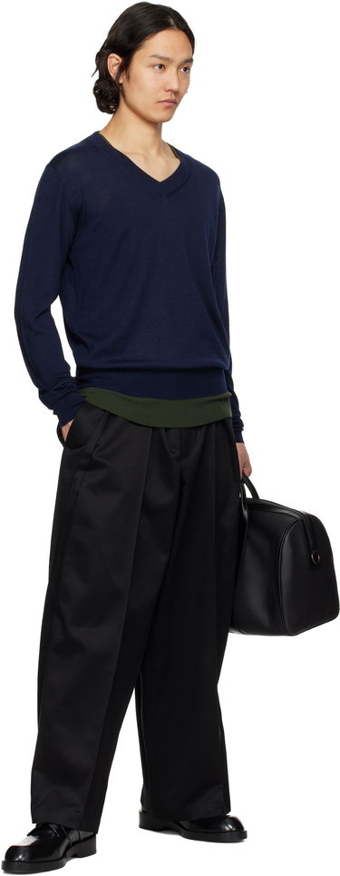 Sveter AMI AMI Paris V-Neck Wool Sweater Navy | HKS266.KN0066, 3