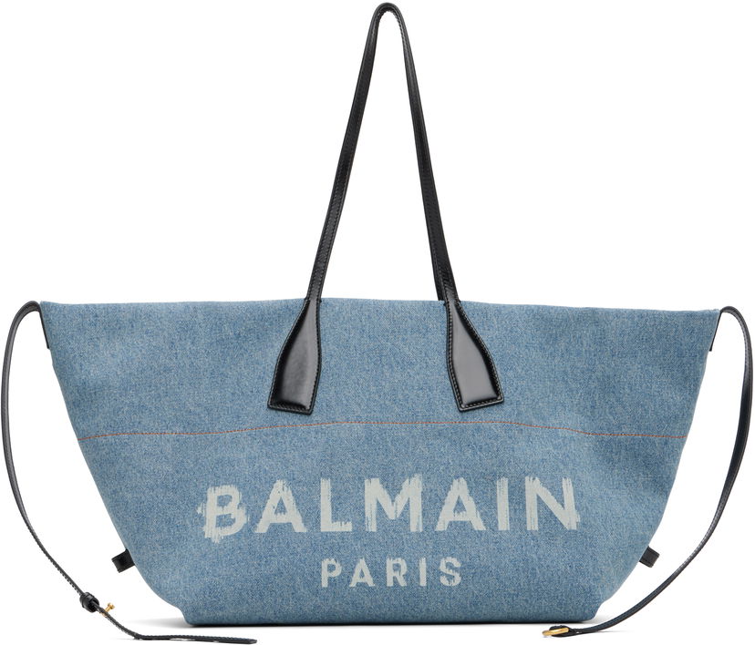 Tote bag Balmain Track Denim Tote Modrá | FN1FI015TDDX