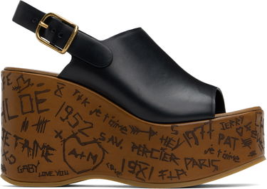 Starostlivosť o obuv CHLOÉ Chloé Maxime Wedge Sandals Čierna | CHC25U10GLU, 0