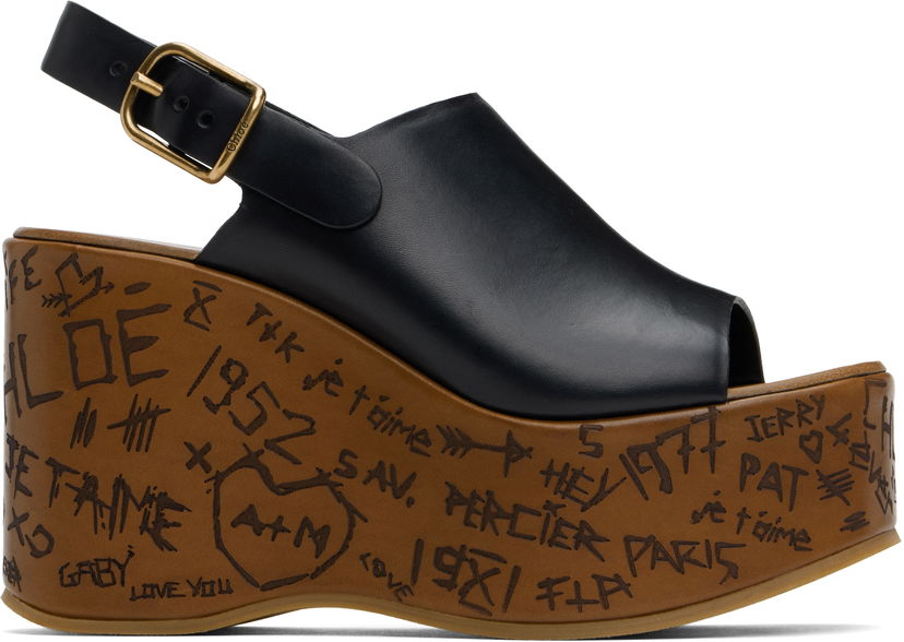 Starostlivosť o obuv CHLOÉ Chloé Maxime Wedge Sandals Čierna | CHC25U10GLU