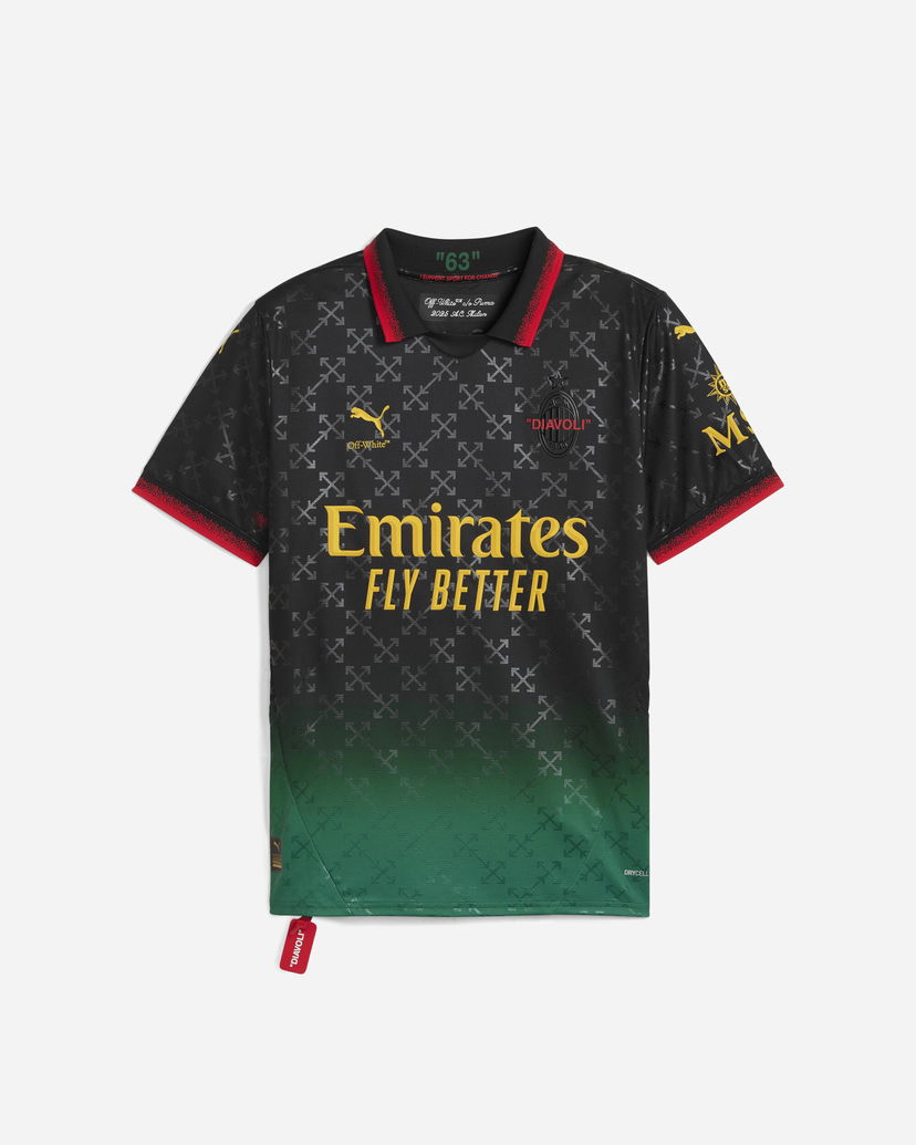 Dres Puma AC Milan x Off-White Replica Jersey Black / Power Green Čierna | 783001-01