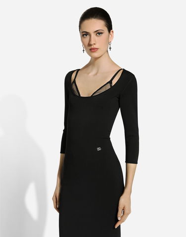 Šaty Dolce & Gabbana Dolce & Gabbana Viscose Knit Calf-Length Dress Čierna | FXS20TJFMEVN0000, 3