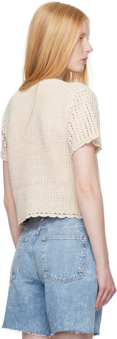 Tričko rag & bone rag & bone Khloe Open Knit Short Sleeve T-shirt Béžová | WAS25P016BR16, 2