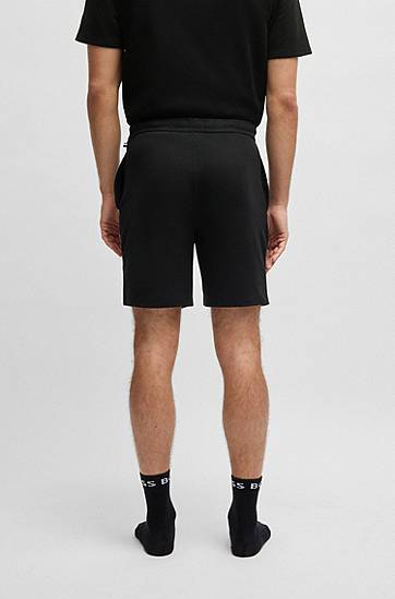 Šortky BOSS Waffle-Structured Shorts with Embroidered Logo Čierna | 50535884, 1