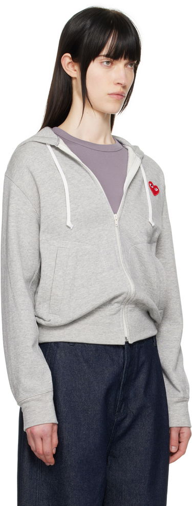 Mikina Comme des Garçons COMME des GARÇONS PLAY Small Heart Zip-Up Hoodie Šedá | T168-051, 1