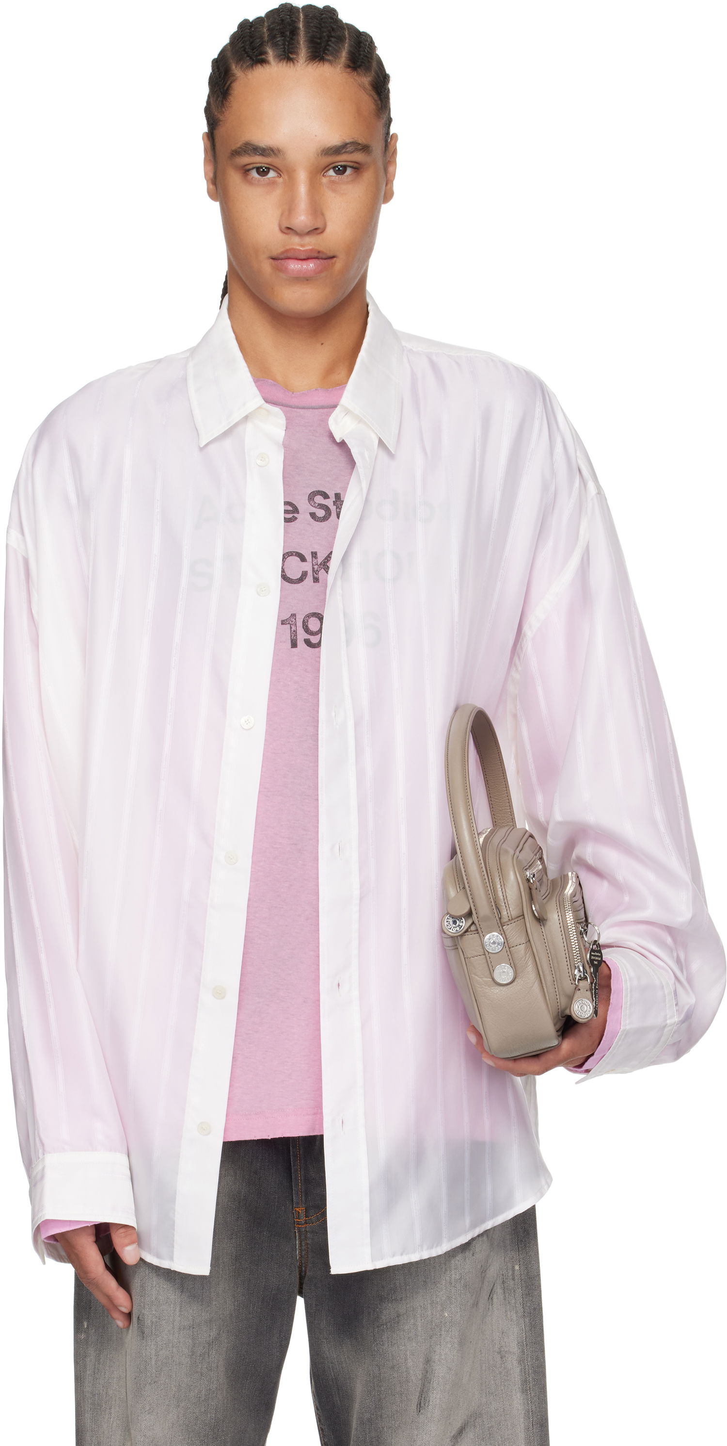 Košeľa Acne Studios Acne Studios Striped Button-Up Shirt Biela | BB0622-, 0