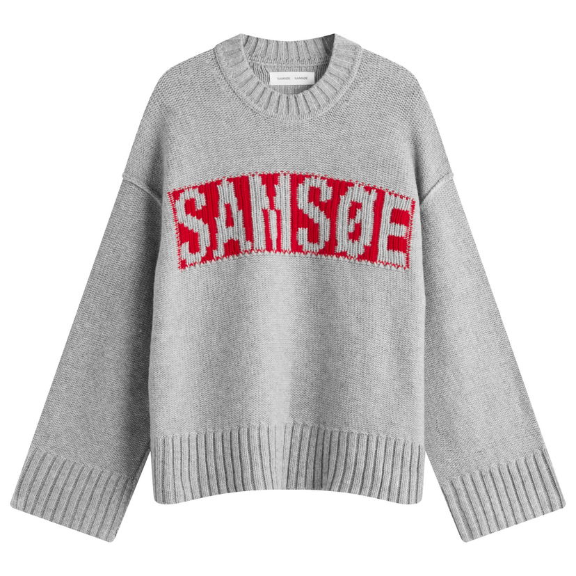 Sveter Samsoe Samsoe Samsøe Samsøe Sakeiku Logo Knit Jumper Šedá | F25300175-CLR000337