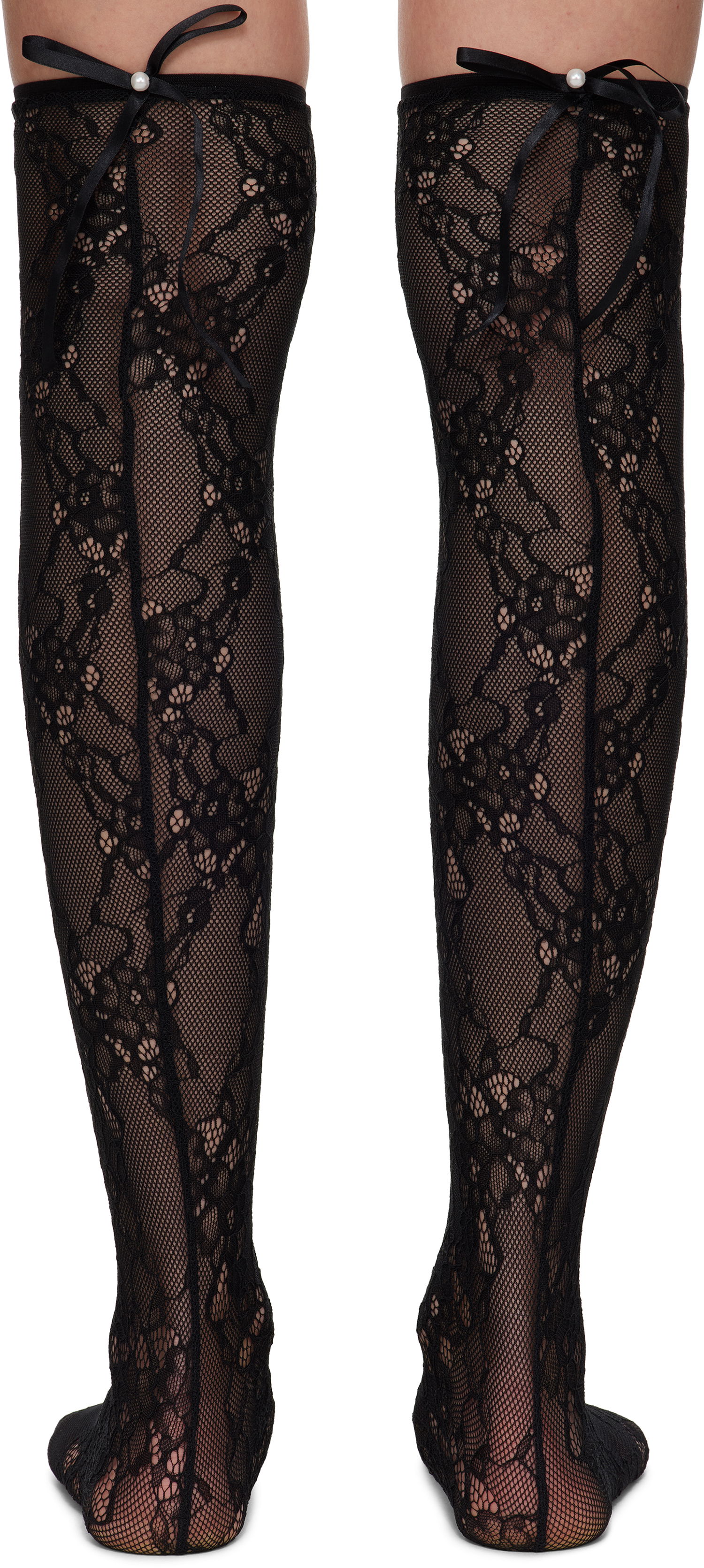 Ponožky Ambush AMBUSH Lace Ribbon Thigh-High Socks Čierna | 12115422, 1