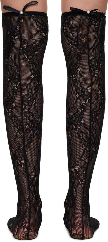 Ponožky Ambush AMBUSH Lace Ribbon Thigh-High Socks Čierna | 12115422, 1