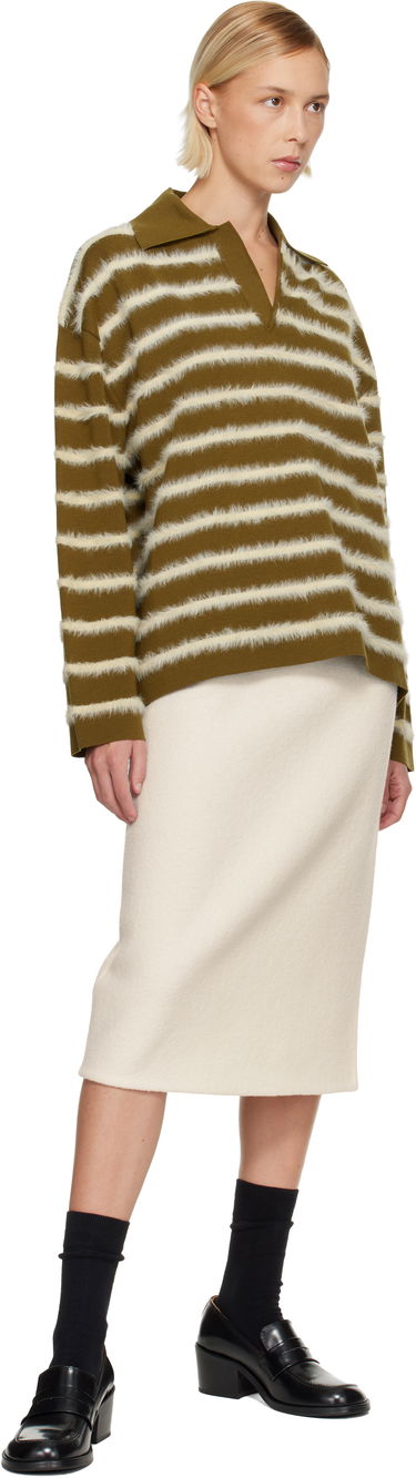 Sveter AMI Striped Fuzzy Merino Wool Polo Rôznofarebný | H25UPL404.KN0108, 3