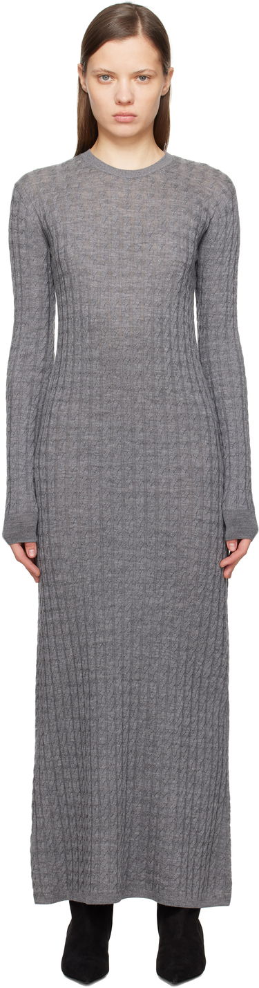Sveter TOTEME TOTEME Cable Knit Maxi Dress Šedá | 251-WRD0142-YA0036, 0