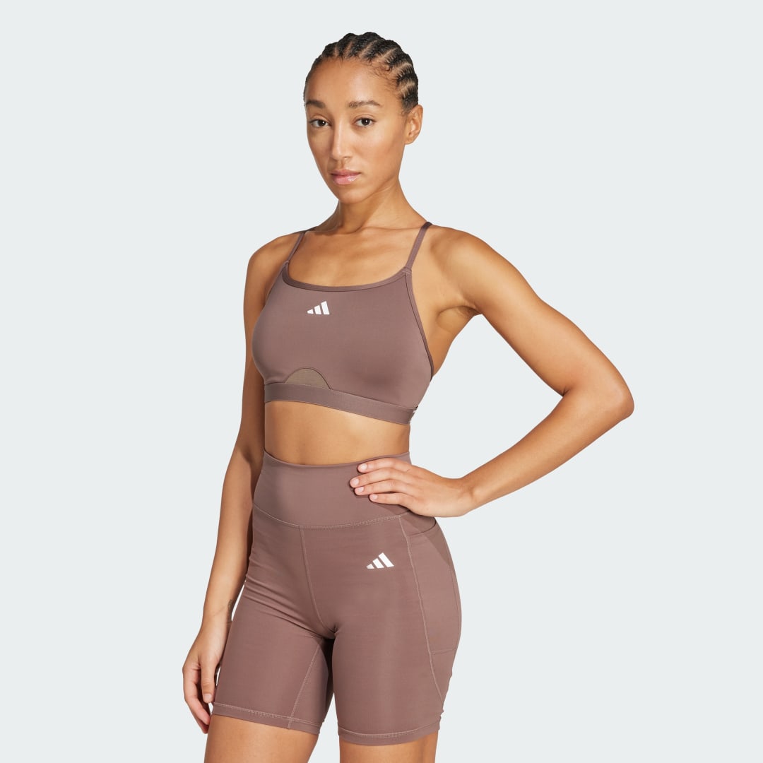 Podprsenka adidas Performance Aeroreact Training 3-Stripes Bra Hnedá | JW5128, 0