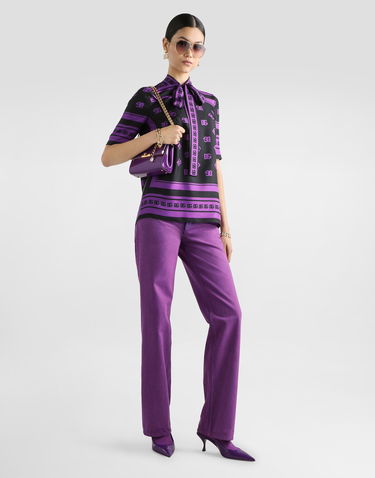 Košeľa Dolce & Gabbana Dg Logo All-over Print Silk Top Rôznofarebný | F7AO0THI1Z7HN9BP, 3