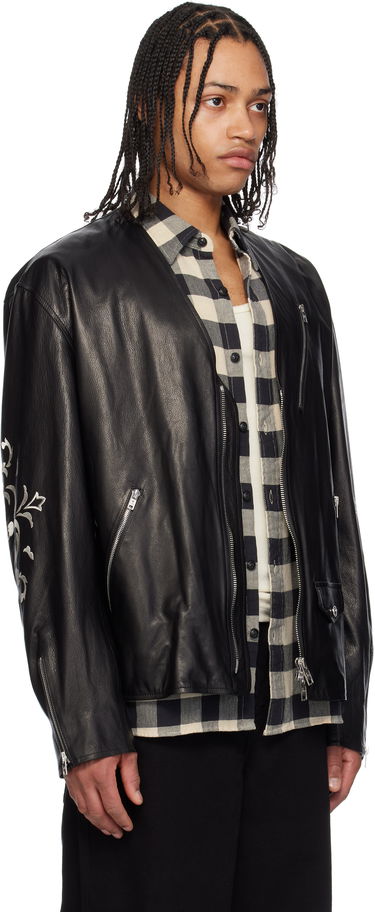 Bunda Mastermind WORLD Mastermind World Collarless Leather Jacket Čierna | MW25S14-BL012-700, 1