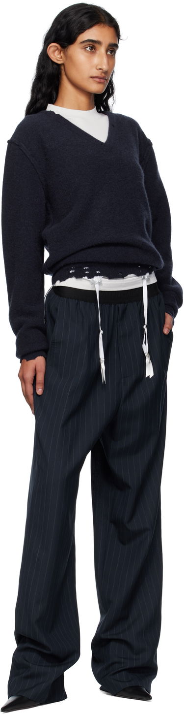 Nohavice Balenciaga Balenciaga Pinstripe Elastic Trousers Navy | 790887TST24, 3