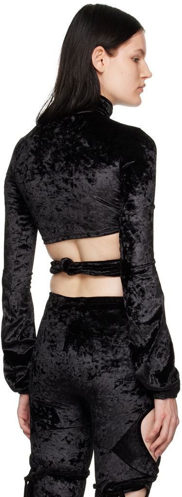 Crop Top Ottolinger Ottolinger Velvet Wrap Turtleneck Top Čierna | 401701, 2