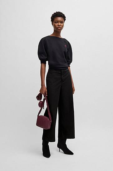 Nohavice BOSS Stretch Cotton Twill Culottes Čierna | 50531767, 1
