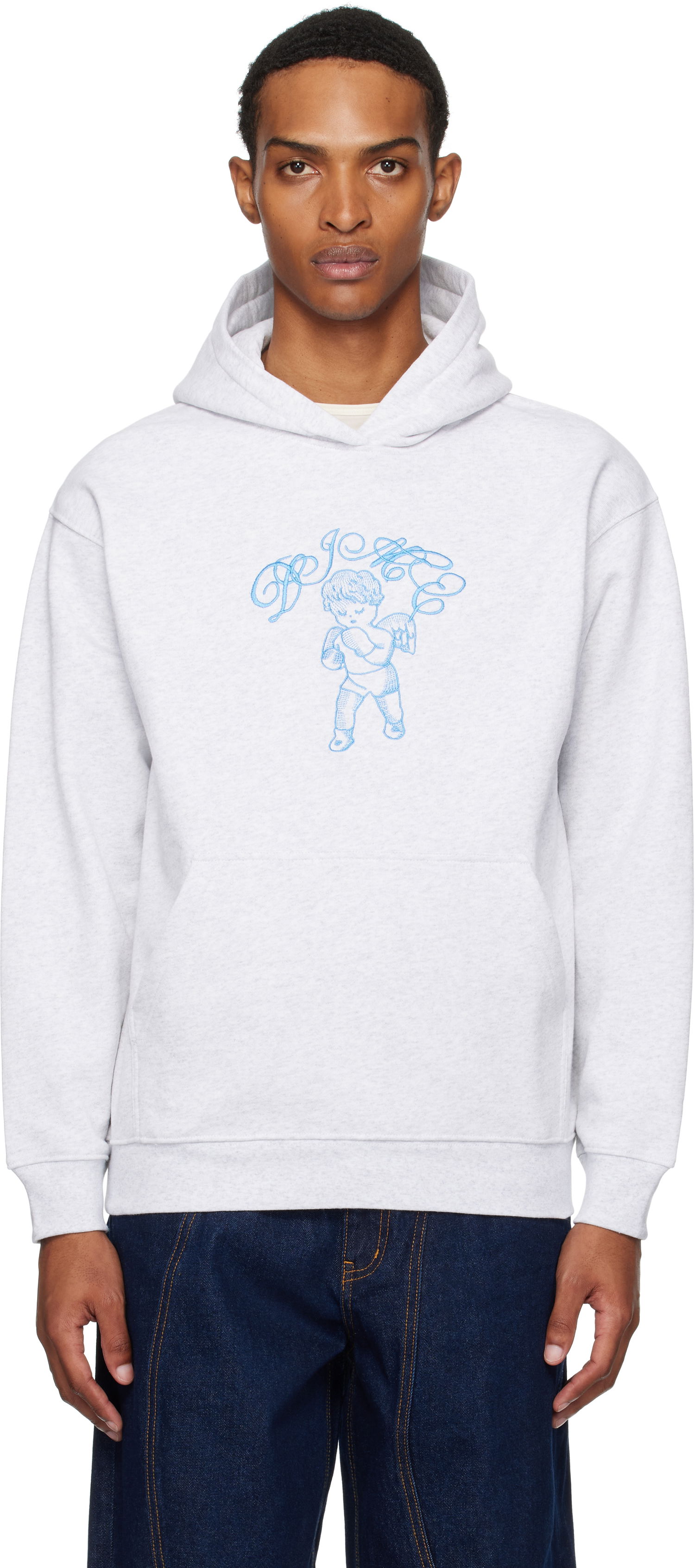 Mikina Dime Embroidered Fighter Hoodie Šedá | DIMESU2544ASH, 0
