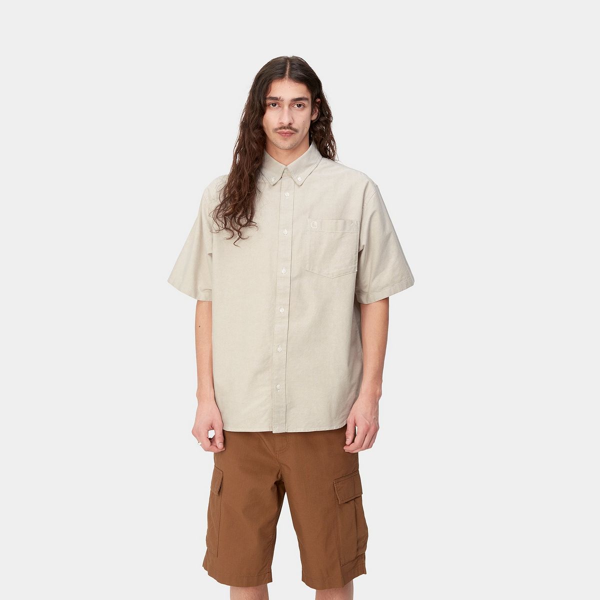 Košeľa Carhartt WIP S/S Braxton Shirt Béžová | I031454_25M_XX, 0