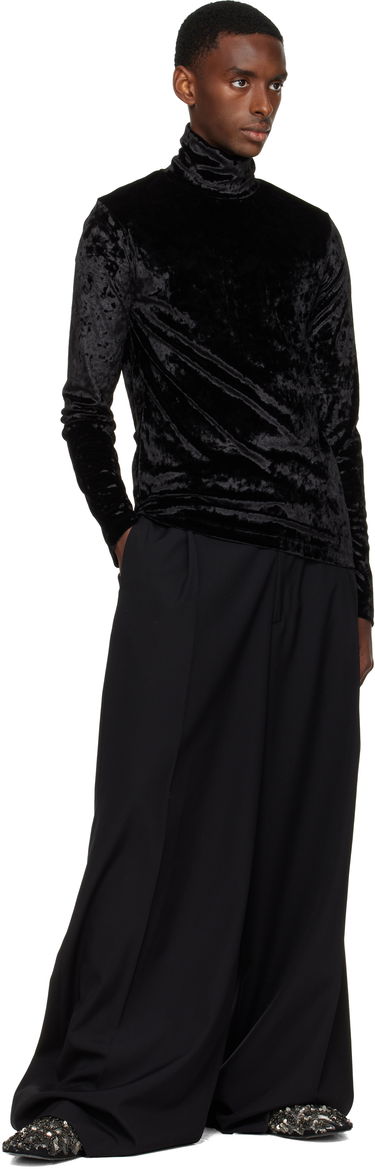 Sveter Dries Van Noten Dries Van Noten Crushed Velvet Long Sleeve High Neck Top Čierna | 252-021128-2329, 3