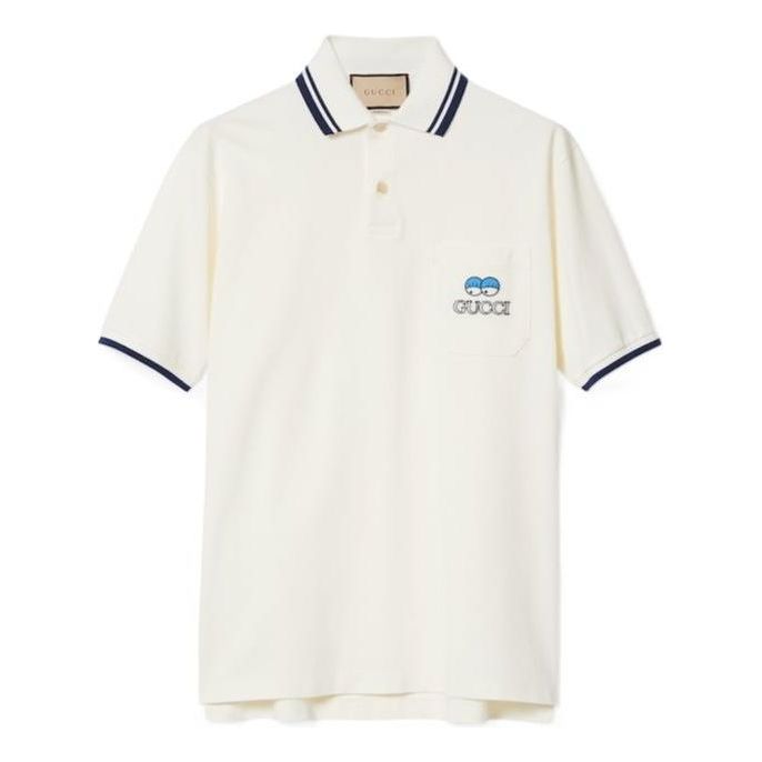 Polo tričko Gucci Gucci Embroidered Cotton Piquet Polo Biela | 782696-XJGH3-9733