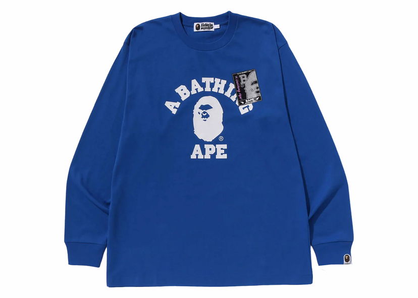 Tričko BAPE BAPE Mad Face College Long Sleeve Tee Blue Modrá | 1J80-111-002
