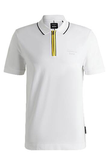 Polo tričko BOSS Porsche x BOSS Stretch-Cotton Polo Shirt Biela | 50531463, 0