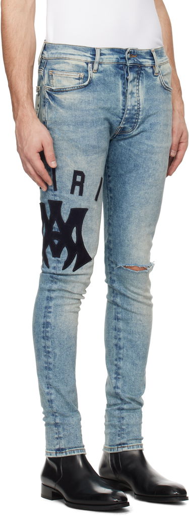 Džínsy AMIRI AMIRI Suede Applique Logo Skinny Jeans Modrá | AMDNSY1097, 1