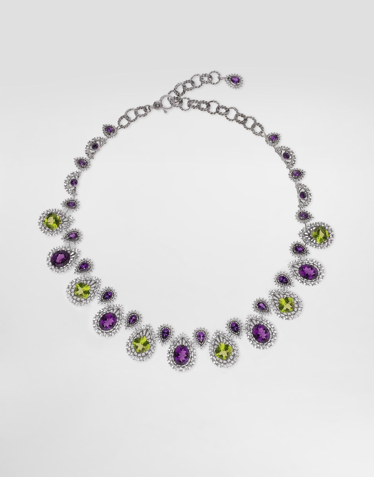 Náhrdelník Dolce & Gabbana Dolce & Gabbana Eleganza 18K White Gold Necklace with Amethysts, Peridots, and Sapphires Fialová | WNSA4GWAME180001, 0