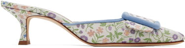 Doplnky Manolo Blahnik Manolo Blahnik Maysalebica Floral Kitten Heel Mules Biela | 423-1767, 0