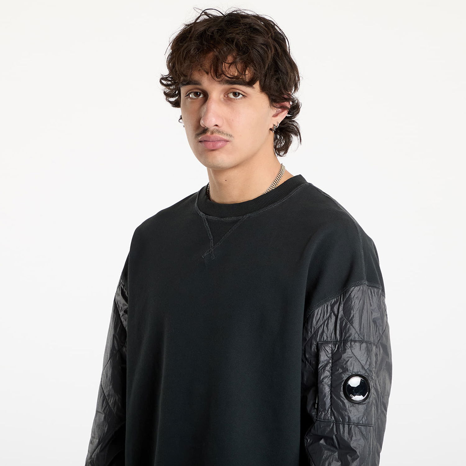 Mikina C.P. Company Diagonal Raised Fleece Crew Neck Sweatshirt Čierna | 17CMSS003A005835M-995, 1