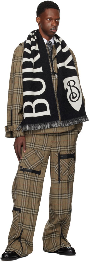 Šál Burberry Burberry Text Wool Scarf Čierna | 8109563, 2