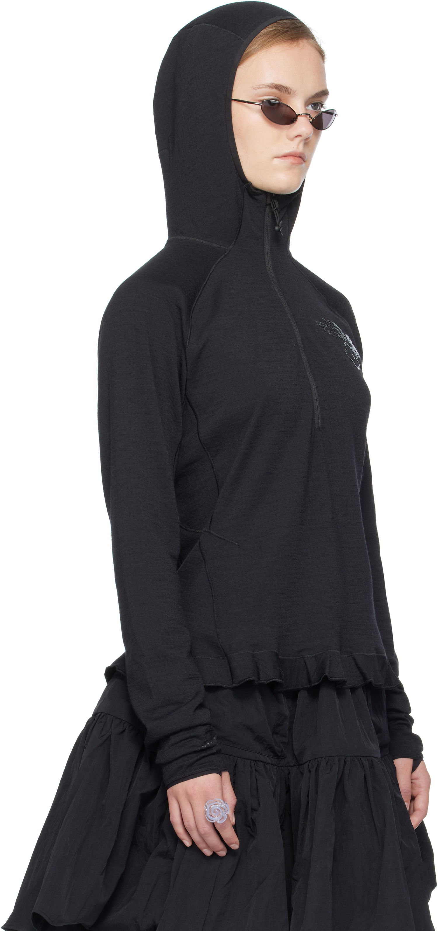 Mikina Cecilie Bahnsen Cecilie Bahnsen The North Face Edition Dotknit Wool Baselayer Hoodie Čierna | NF0A8FAHJK3, 1