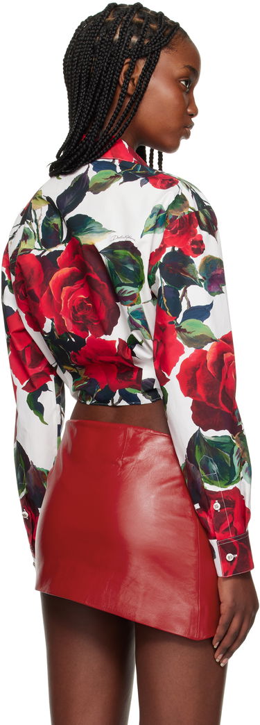 Košeľa Dolce & Gabbana Dolce&Gabbana Rose Print Tie Front Shirt Biela | F5S65T HS5S2, 2