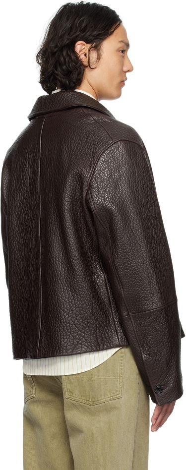 Bunda AMI AMI Paris Buttoned Leather Jacket Hnedá | UJK270.LH0050, 2