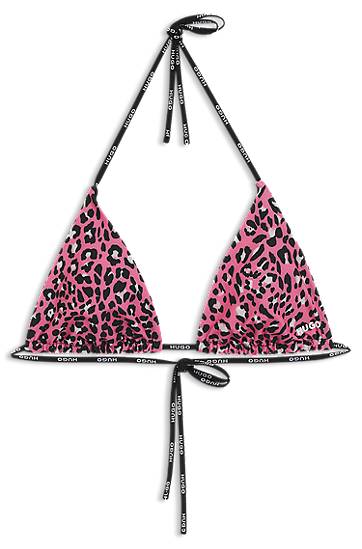 Plavky BOSS HUGO Branded Ties Triangle Bikini Top Ružová | 50540671