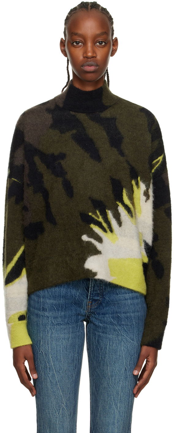 Abstract Print Turtleneck Sweater