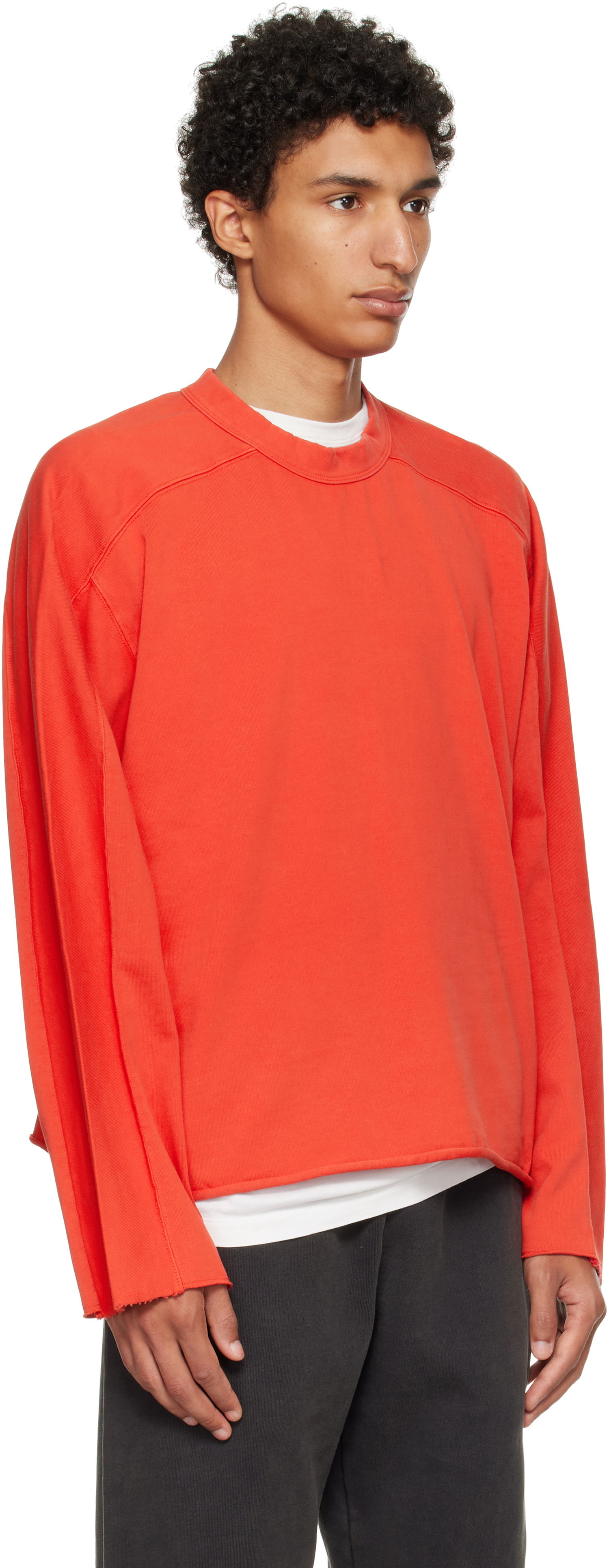 Tričko Entire Studios Heavy Raglan Raw-Edge Long Sleeve T-shirt Oranžová | ES2486CH, 1
