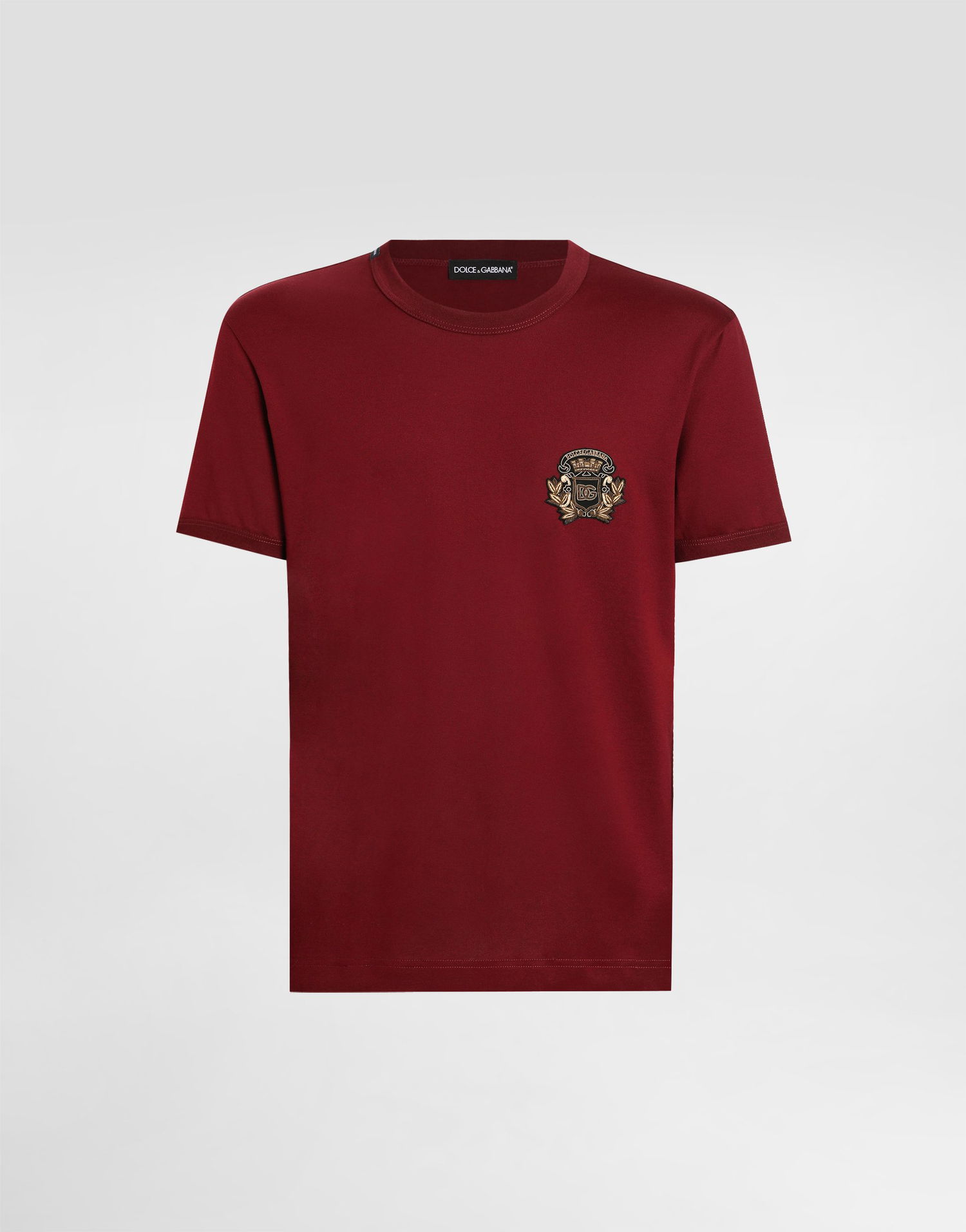 Tričko Dolce & Gabbana Dolce & Gabbana Cotton T-Shirt with Heraldic Patch Červená | G8PV1ZG7PJ5R0369, 0