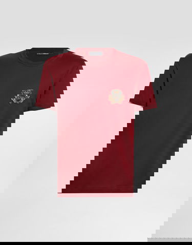 Tričko Dolce & Gabbana Dolce & Gabbana Cotton T-Shirt with Heraldic Patch Červená | G8PV1ZG7PJ5R0369, 0