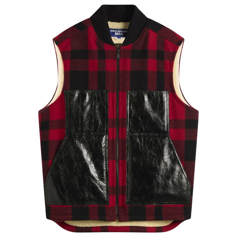Vesta Junya Watanabe Junya Watanabe MAN x Filson Plaid Wool Vest with Patent Pockets and Sherpa Lining Rôznofarebný | WP-V001-051-1