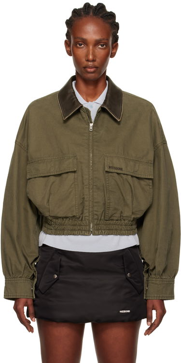 Bunda We11done We11done Leather Collar Cropped Jacket Zelené | WD-JP2-25-063-W-KK, 0