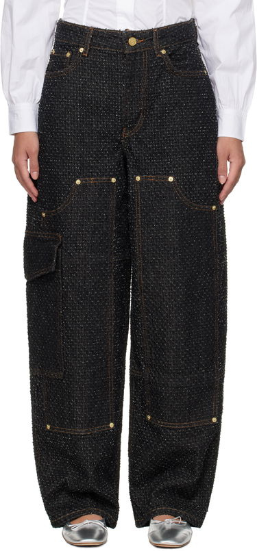 Cargo nohavice GANNI GANNI Fluffy Carpenter Jeans Čierna | J1617, 0