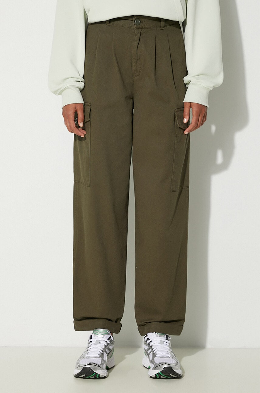 Cargo nohavice Carhartt WIP Collins Wide High Waist Cotton Pants Zelené | I029789.666GD, 0
