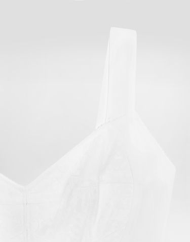 Šaty Dolce & Gabbana Sheath Dress in Elastic Fabric and Lace Size 46 Biela | F63G9TGDCLQW0800, 2