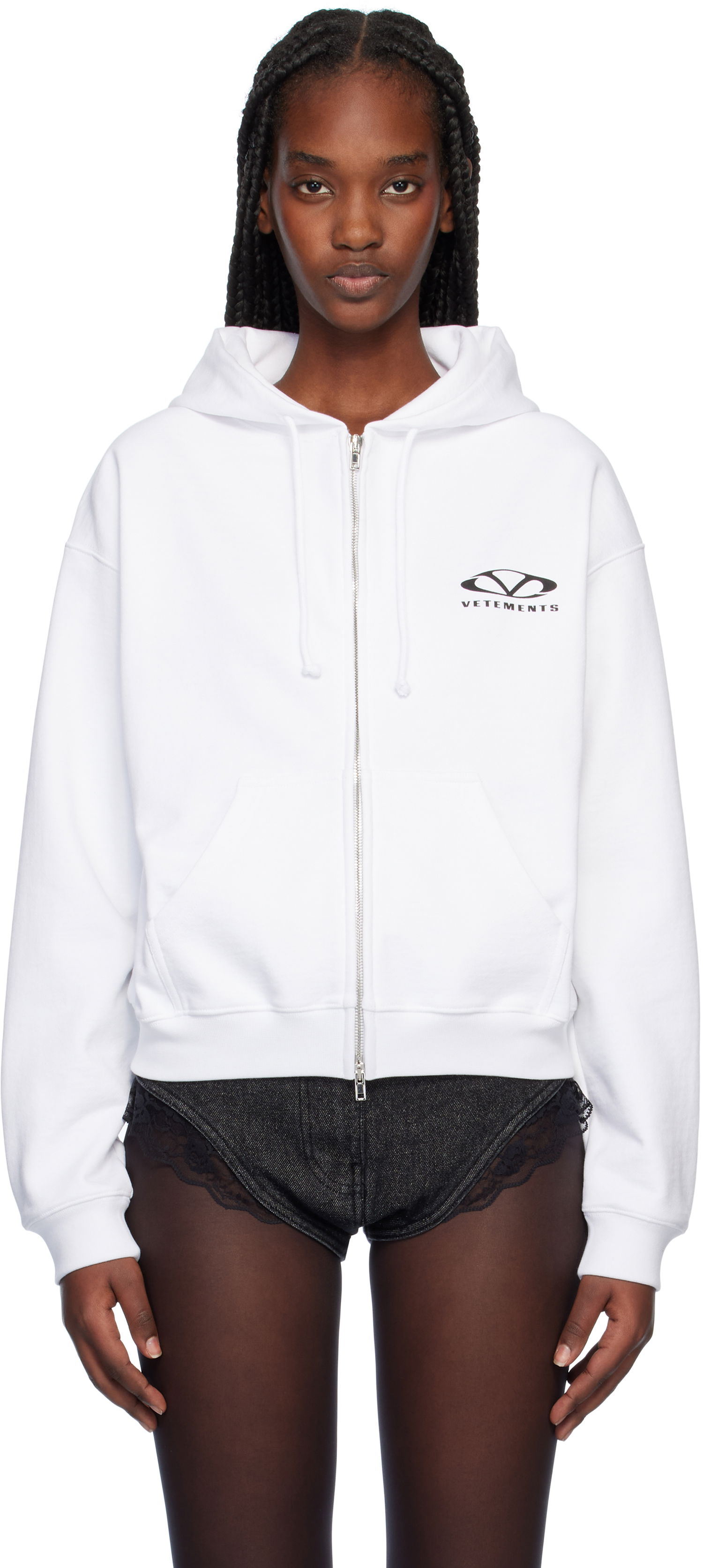 Mikina VETEMENTS Oval Logo Zip Hoodie Biela | UA66HD820W, 0