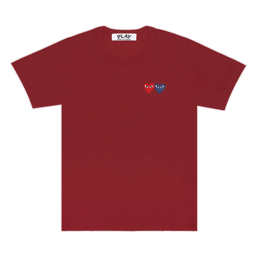 Tričko Comme des Garçons PLAY Double Hearts T-Shirt Vínová | AZ T225 051 4